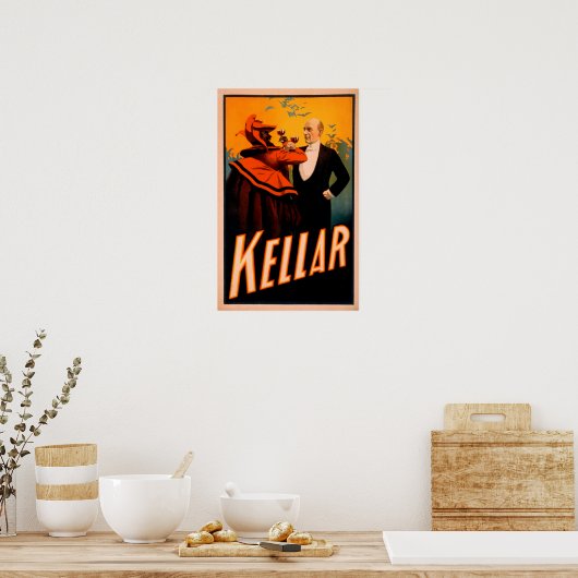 Kellar Magicien Drink wijn met de duivel Poster (Keuken)