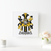 Kelleher Family Crest Vierkante Klok (Huis)