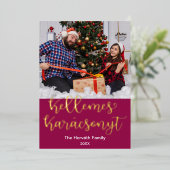 Kellemes Karácsonyt, Hongaarse kerst van kerst Folie Feestdagenkaart (Staand Voorkant)