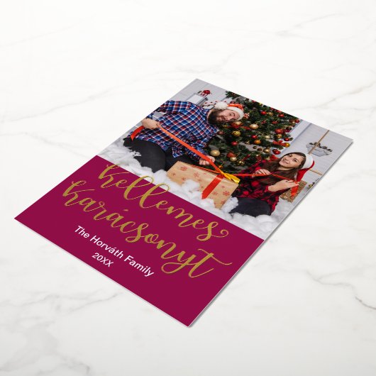 Kellemes Karácsonyt, Hongaarse kerst van kerst Folie Feestdagenkaart (Gedraaid)