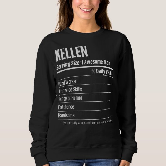 Kellen Serving Size Nutrition Label Calories Trui (Voorkant)