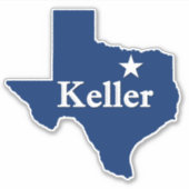 Keller, TX Texas Map Overzicht met Lone Star DFW Sticker (Voorkant)