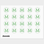 Kelley Green Monogram Circle Retouradreslabel Ronde Sticker (Vel)