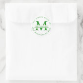 Kelley Green Monogram Circle Retouradreslabel Ronde Sticker (Tas)