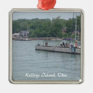 Kelleys Island, OH Boats Foto met Kerstmis Metalen Ornament