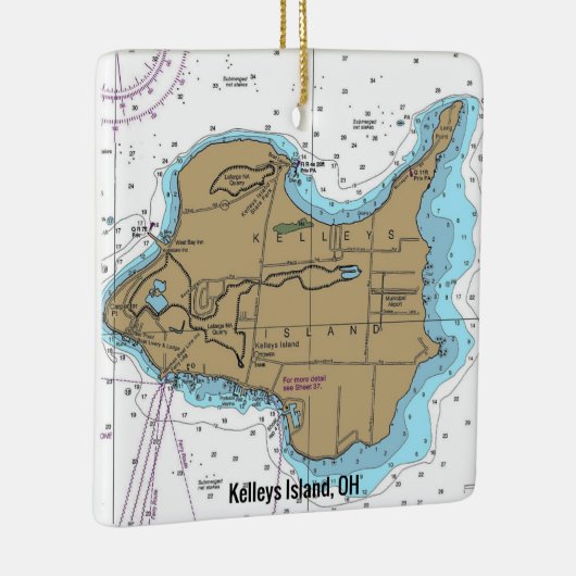 Kelleys Island OH Nautical Chart Keramisch Ornament (Rechts)