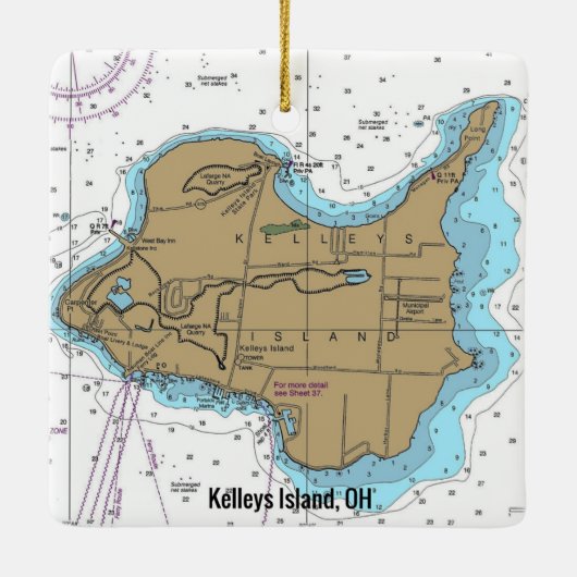 Kelleys Island OH Nautical Chart Keramisch Ornament (Achterkant)