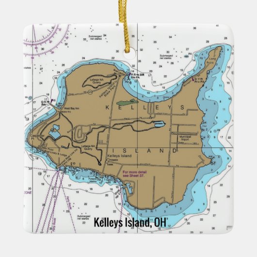 Kelleys Island OH Nautical Chart Keramisch Ornament (Voorkant)