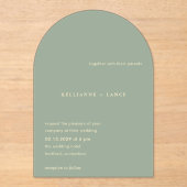 Kellianne Sage Green Modern Wedding Acryl Uitnodigingen (Voorkant)
