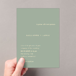 Kellianne Sage Green Modern Wedding Acryl Uitnodigingen
