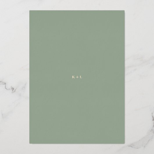 Kellianne Sage Green Modern Wedding Folie Uitnodiging (Achterkant)