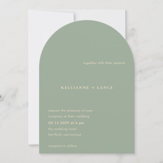 Kellianne Sage Green Modern Wedding Kaart (Voorkant)
