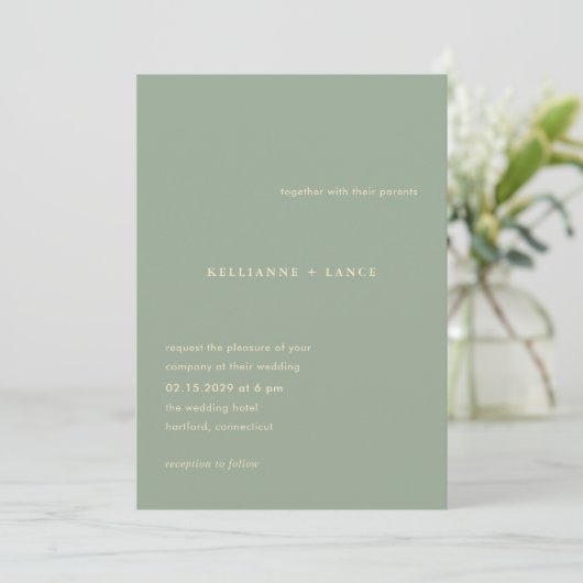 Kellianne Sage Green Modern Wedding Kaart (Staand voorkant)