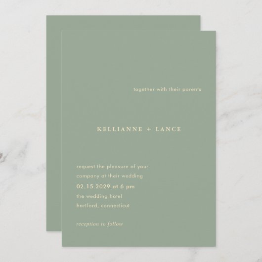 Kellianne Sage Green Modern Wedding Kaart (Voorkant / Achterkant)