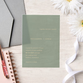 Kellianne Sage Green Modern Wedding Vellum Uitnodigingen