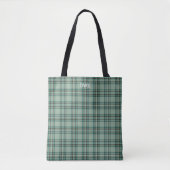 Kelly Clan Tartan Mint Groen Plaid Monogram Tote Bag (Voorkant)