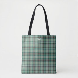 Kelly Clan Tartan Mint Groen Plaid Monogram Tote Bag