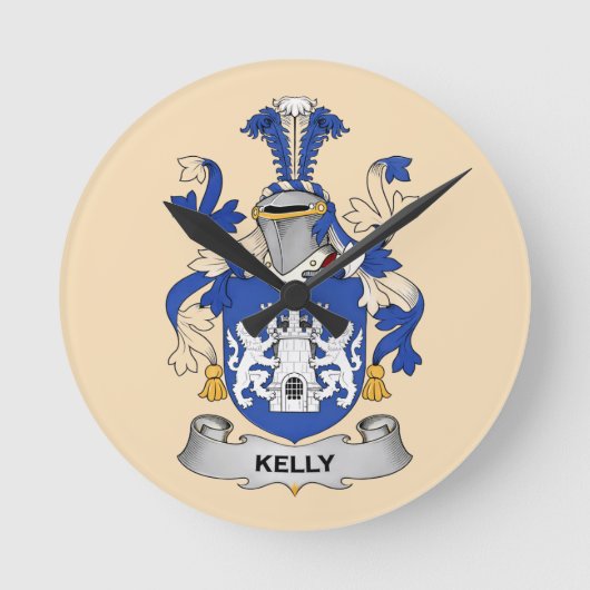 Kelly Coat of Arms Clock Ronde Klok (Voorkant)