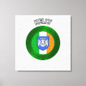 Kelly Crest & Celtic Knot op Shamrock Canvas Print (Voorkant)
