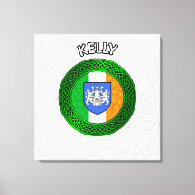 Kelly Crest & Celtic Knot op Shamrock Canvas Print