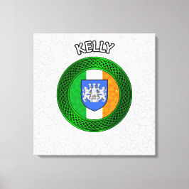 Kelly Crest & Celtic Knot op Shamrock Canvas Print