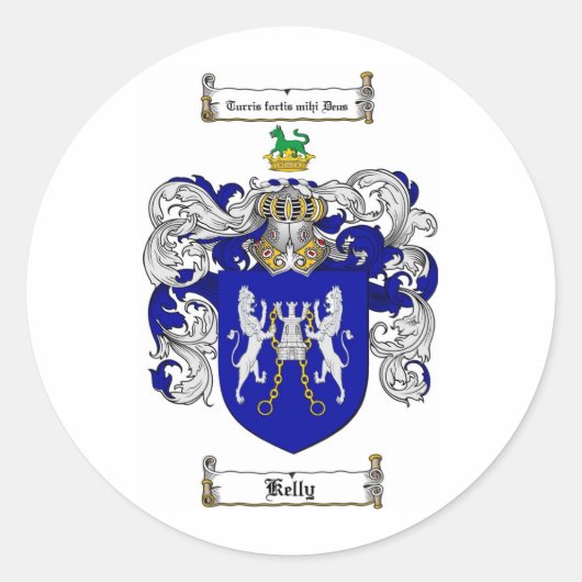 KELLY FAMILY CREST - KELLY COAT OF ARMS RONDE STICKER (Voorkant)