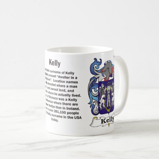 Kelly Family Crest op een mok (Voorkant rechts)