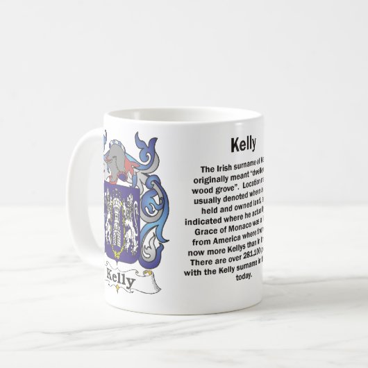 Kelly Family Crest op een mok (Voorkant links)