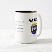 Kelly Family Crest, Vertaling & Betekenis Tweekleurige Koffiemok (Voorkant rechts)