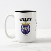 Kelly Family Crest, Vertaling & Betekenis Tweekleurige Koffiemok (Links)