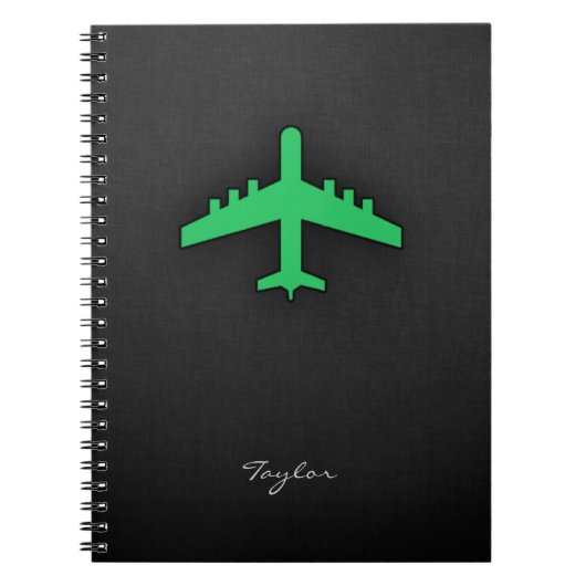 Kelly Green Airplane Notitieboek (Voorkant)