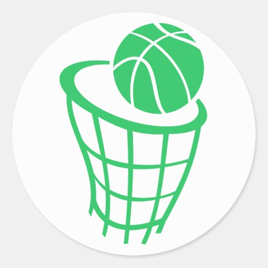 Kelly Green Basketbal Ronde Sticker (Voorkant)