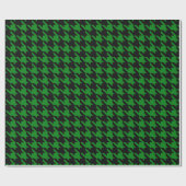 Kelly Green Black Large Houndstooth Check Cadeaupapier (Vlak)