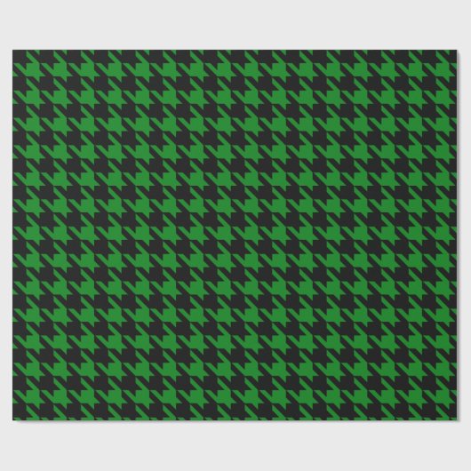 Kelly Green Black Large Houndstooth Check Cadeaupapier (Vlak)
