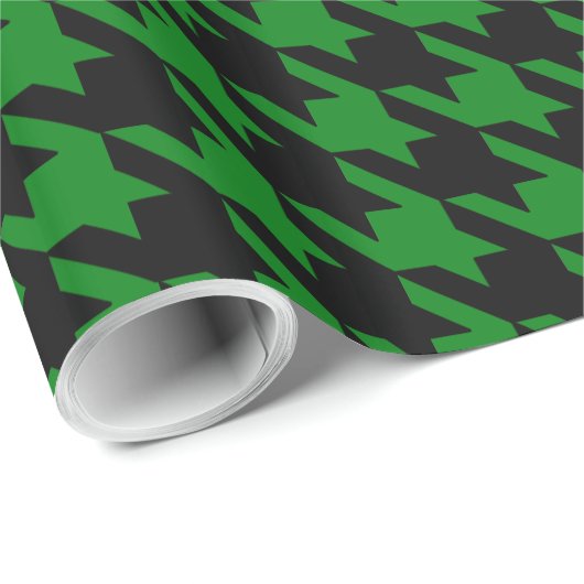 Kelly Green Black Large Houndstooth Check Cadeaupapier (Rol Hoek)