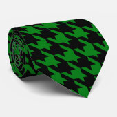 Kelly Green & Black Large Houndstooth Check Stropdas (Opgerold)