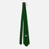 Kelly Green & Black Large Houndstooth Check Stropdas (Achterkant)