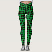 Kelly Green Black Large Houndstooth Leggings (Voorkant)