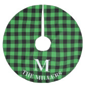Kelly Green Buffalo Plaid Familie Monogram Kerstboom Rok (Voorkant)