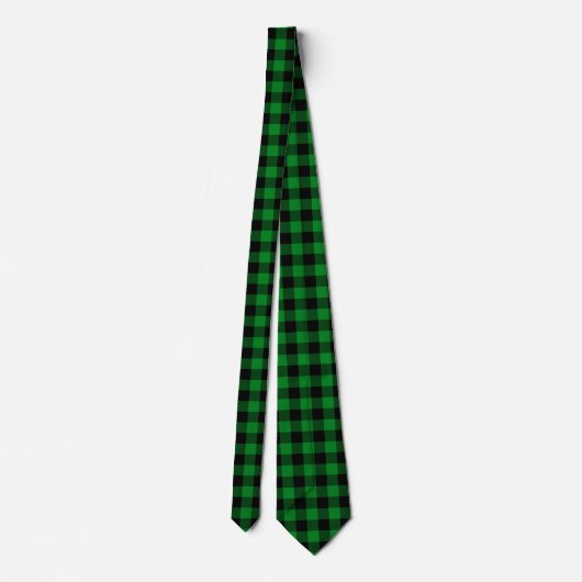 Kelly Green Buffalo Plaid Stropdas (Achterkant)