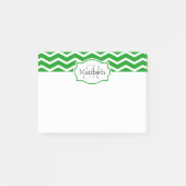 Kelly Green Chevron Name Monogrammed Post-it® Notes (Voorkant)