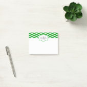 Kelly Green Chevron Name Monogrammed Post-it® Notes (Kantoor)