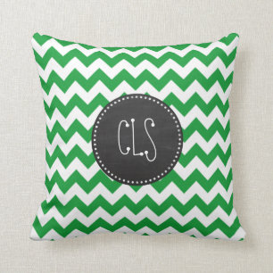 Kelly Green Chevron Stripes Chalkboardblik Kussen