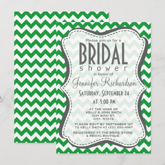 Kelly Green Chevron Stripes Kaart (Voorkant / Achterkant)