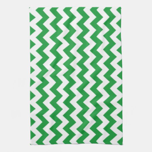 Kelly Green Chevron Stripes Theedoek (Verticaal)
