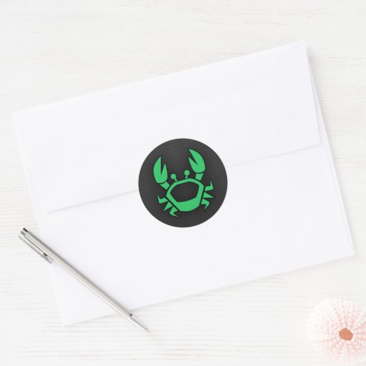 Kelly Green Crab Ronde Sticker (Envelop)
