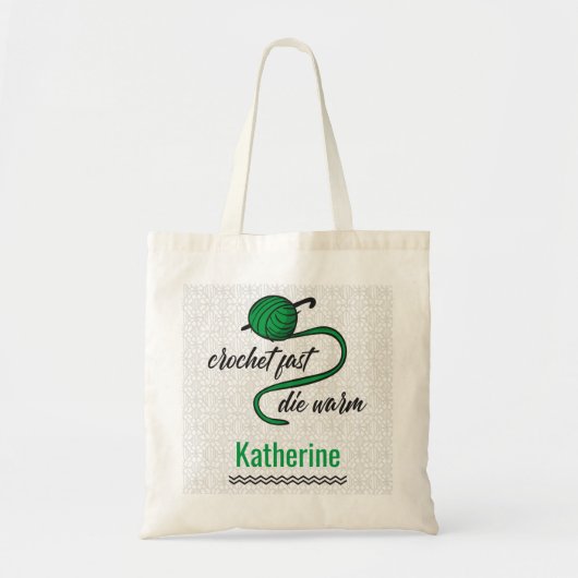 Kelly Green Crochet Fast, Die Warm Tote Bag (Voorkant)