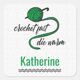 Kelly Green Crochet Fast, Die Warm Vierkante Sticker