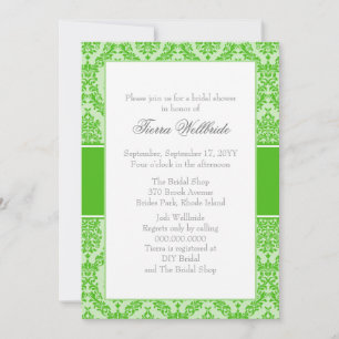 Kelly Green Damask Bridal Shower Uitnodiging