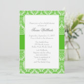 Kelly Green Damask Bridal Shower Uitnodiging (Staand voorkant)